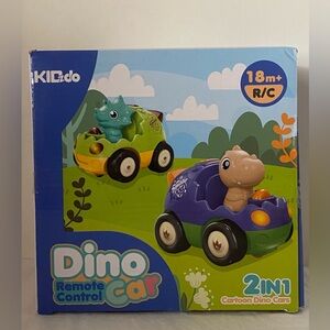 Dinosaur RC Cars for Toddlers Ages 18M+ Music Lights 2 Pack - Blue & Pink Kidz